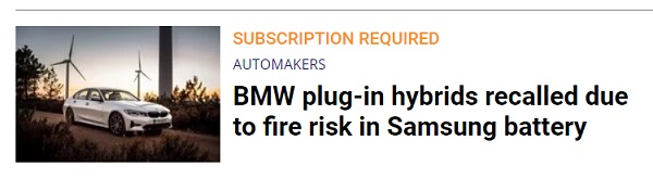 BMW Hybrid Recalls