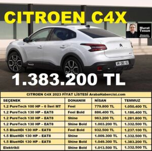 Citroen C4X Temmuz 2023 Fiyatları