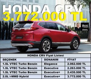 Honda CRV fiyat listesi Temmuz 2023