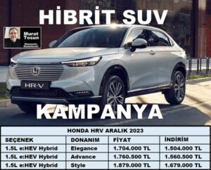 Honda HRV Hibrit Aralık 2023