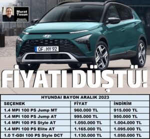 Hyundai Bayon Fiyat Listesi Aralık 2023