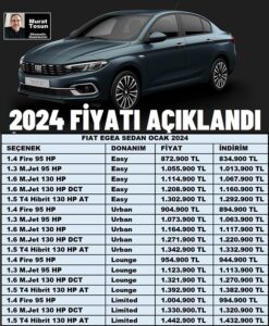 2024 Fiat Egea Sedan Fiyat Listesi