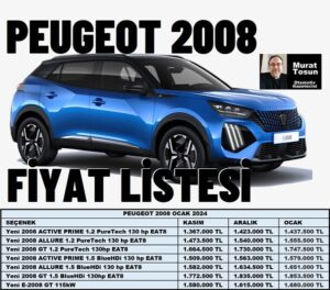 Peugeot 2008 Fiyat Listesi Ocak 2024