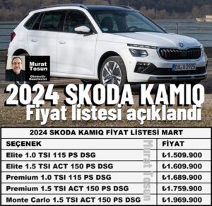 2024 Skoda Kamiq Fiyat Listesi Yeni