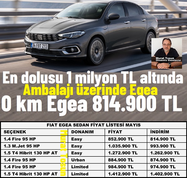 Fiat Egea Fiyat Listesi Mayıs 2024