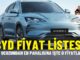 BYD Fiyatlar Mart 2025.